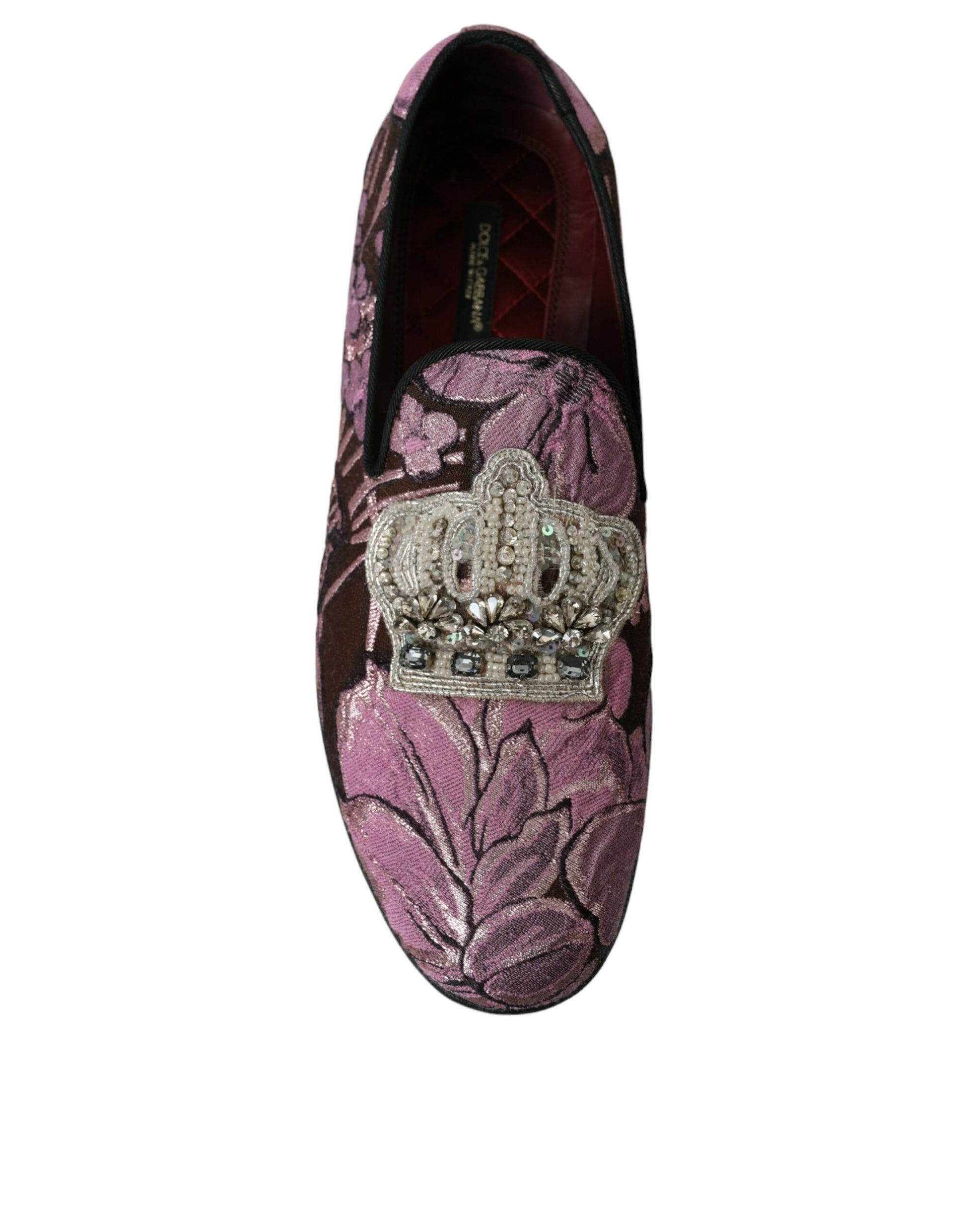 Fashionsarah.com Fashionsarah.com Dolce & Gabbana Pink Printed Crystal Embellished Loafers Dress Shoes