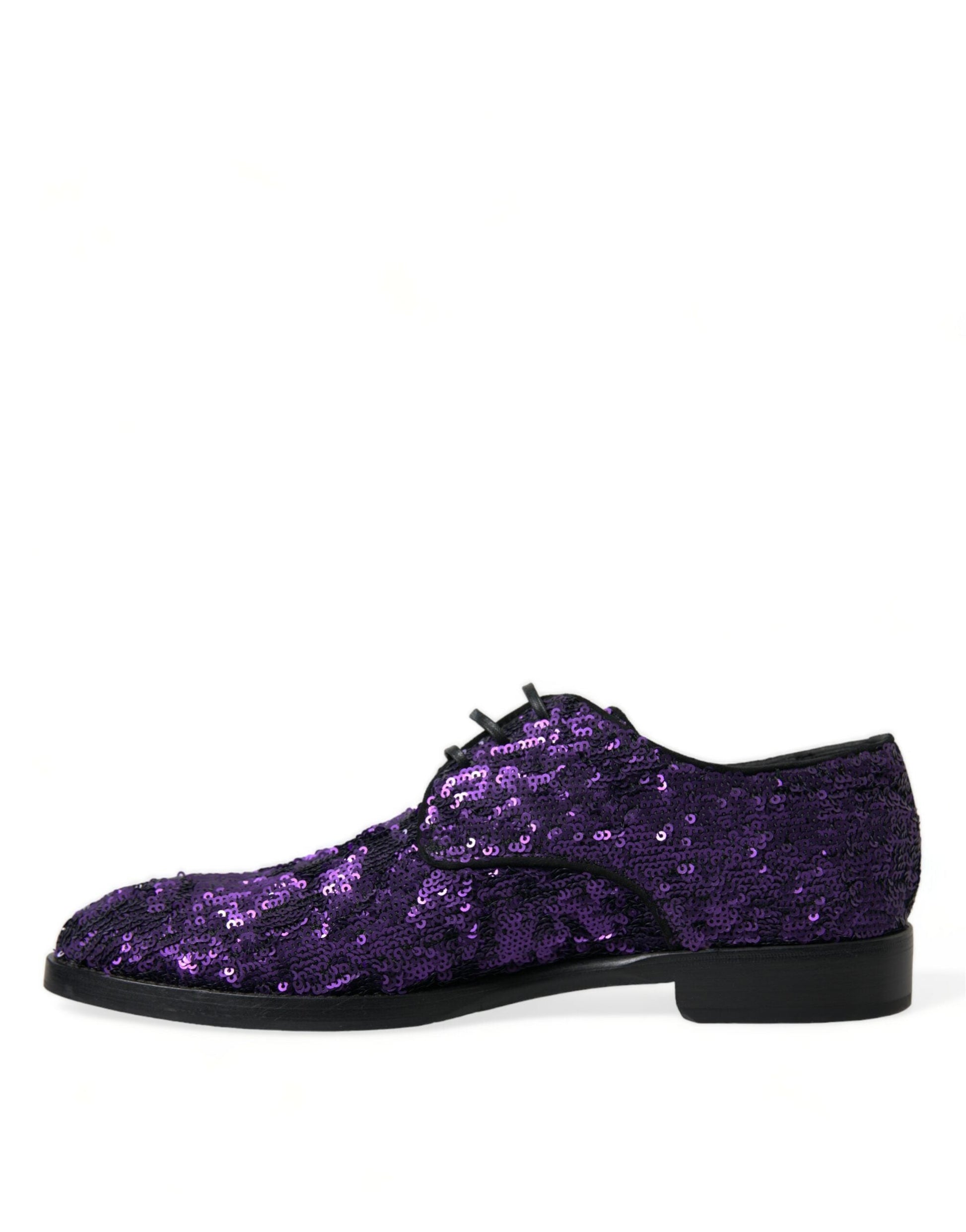 Fashionsarah.com Fashionsarah.com Dolce & Gabbana Purple Sequined Lace Up Oxford Dress Shoes