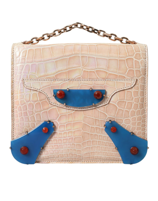 Balenciaga Elegant Mini Chain Beige Clutch for Evening Elegance | Fashionsarah.com