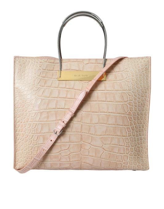 Fashionsarah.com Fashionsarah.com Balenciaga Alligator Leather Chic Pink Tote Bag