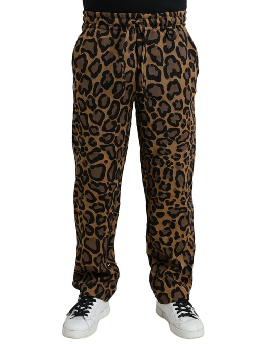 Fashionsarah.com Fashionsarah.com Dolce & Gabbana Brown Leopard Print Polyester Jogger Pants
