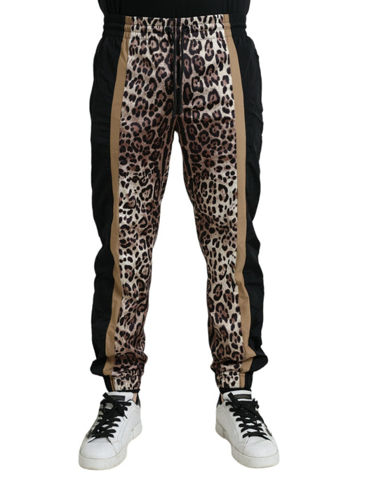 Fashionsarah.com Fashionsarah.com Dolce & Gabbana Brown Leopard Print Polyester Jogger Pants