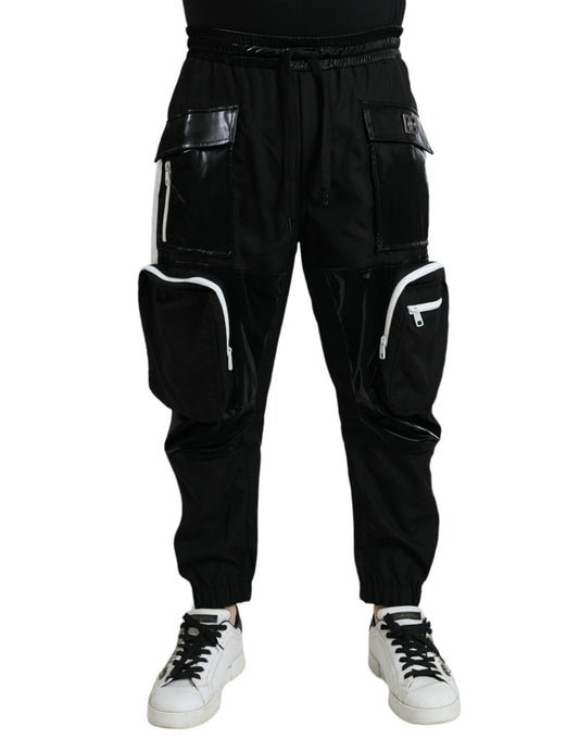 Fashionsarah.com Fashionsarah.com Dolce & Gabbana Black Nylon Cargo Jogger Men Sweatpants Pants