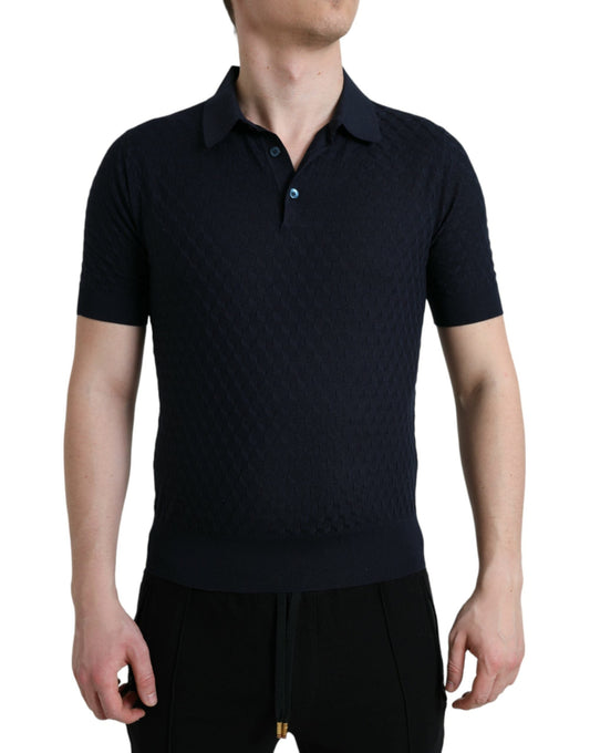 Fashionsarah.com Fashionsarah.com Dolce & Gabbana Dark Blue Collared Short Sleeve Polo T-shirt