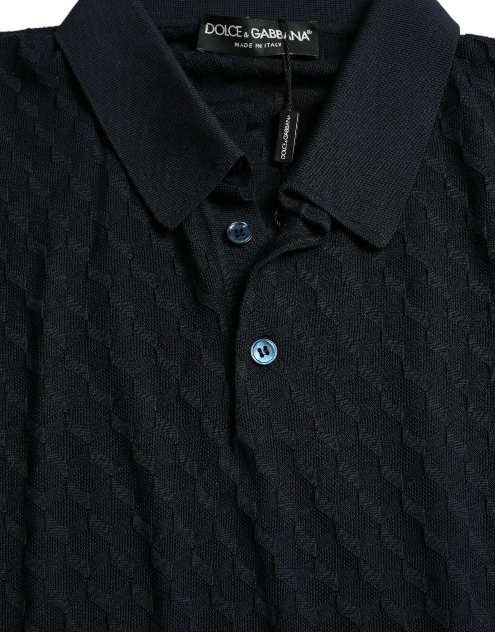 Dolce & Gabbana Dark Blue Collared Short Sleeve Polo T-shirt | Fashionsarah.com
