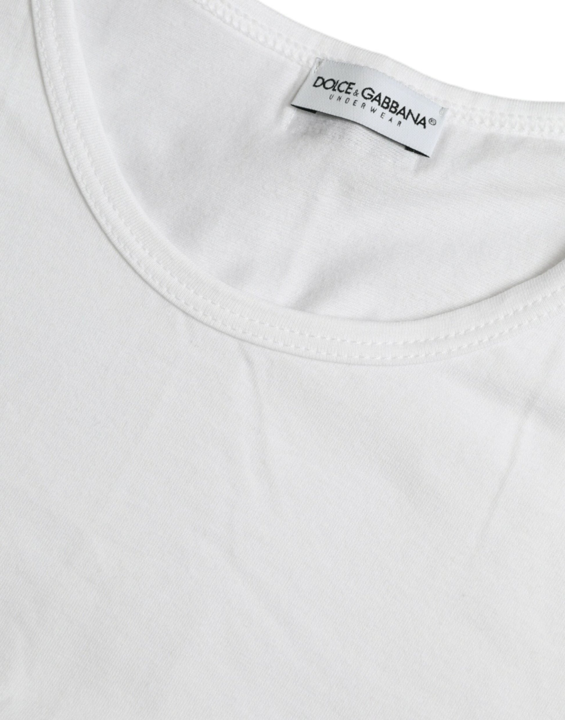 Fashionsarah.com Fashionsarah.com Dolce & Gabbana White Cotton Round Neck Crewneck Underwear T-shirt