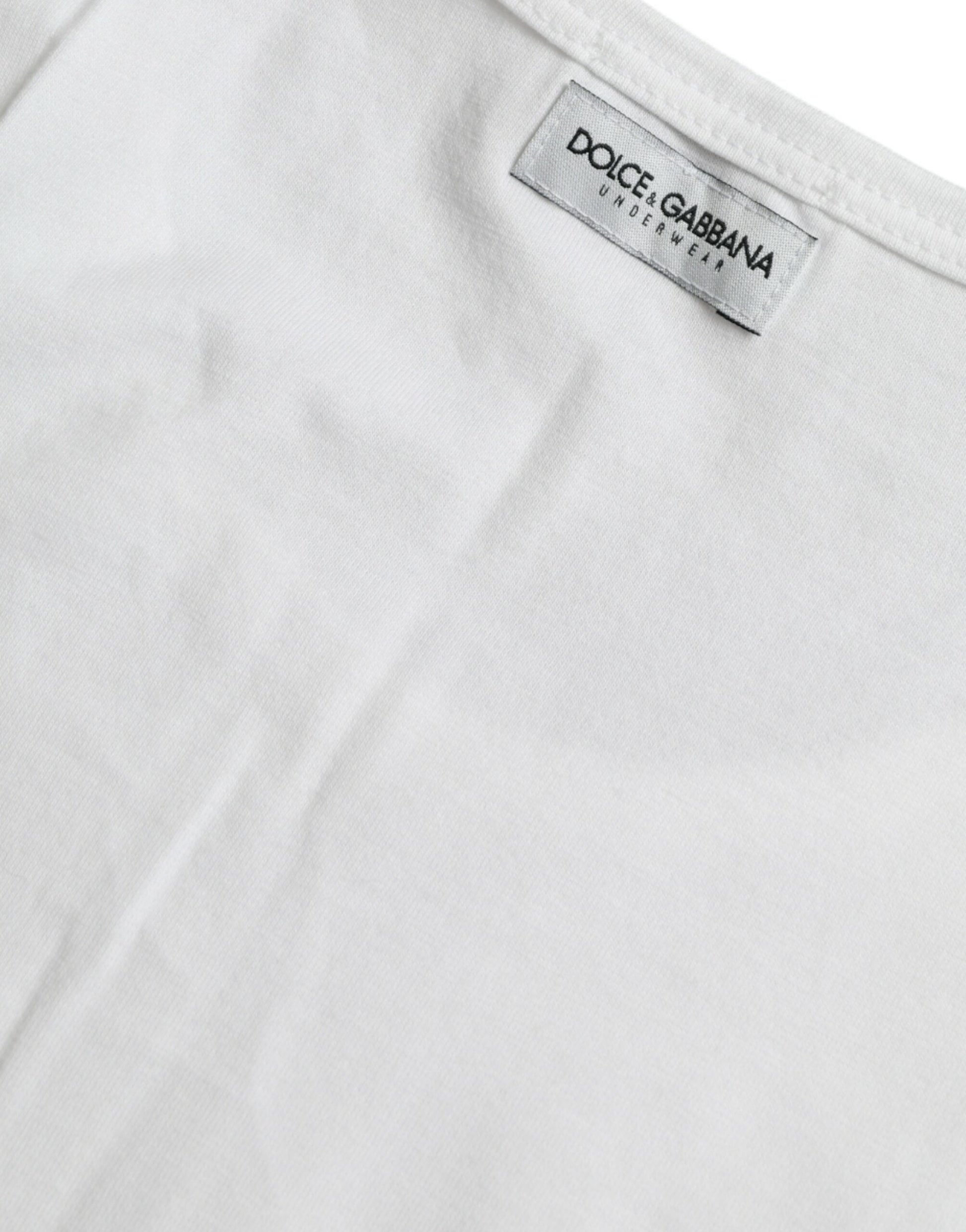 Fashionsarah.com Fashionsarah.com Dolce & Gabbana White Cotton Round Neck Crewneck Underwear T-shirt