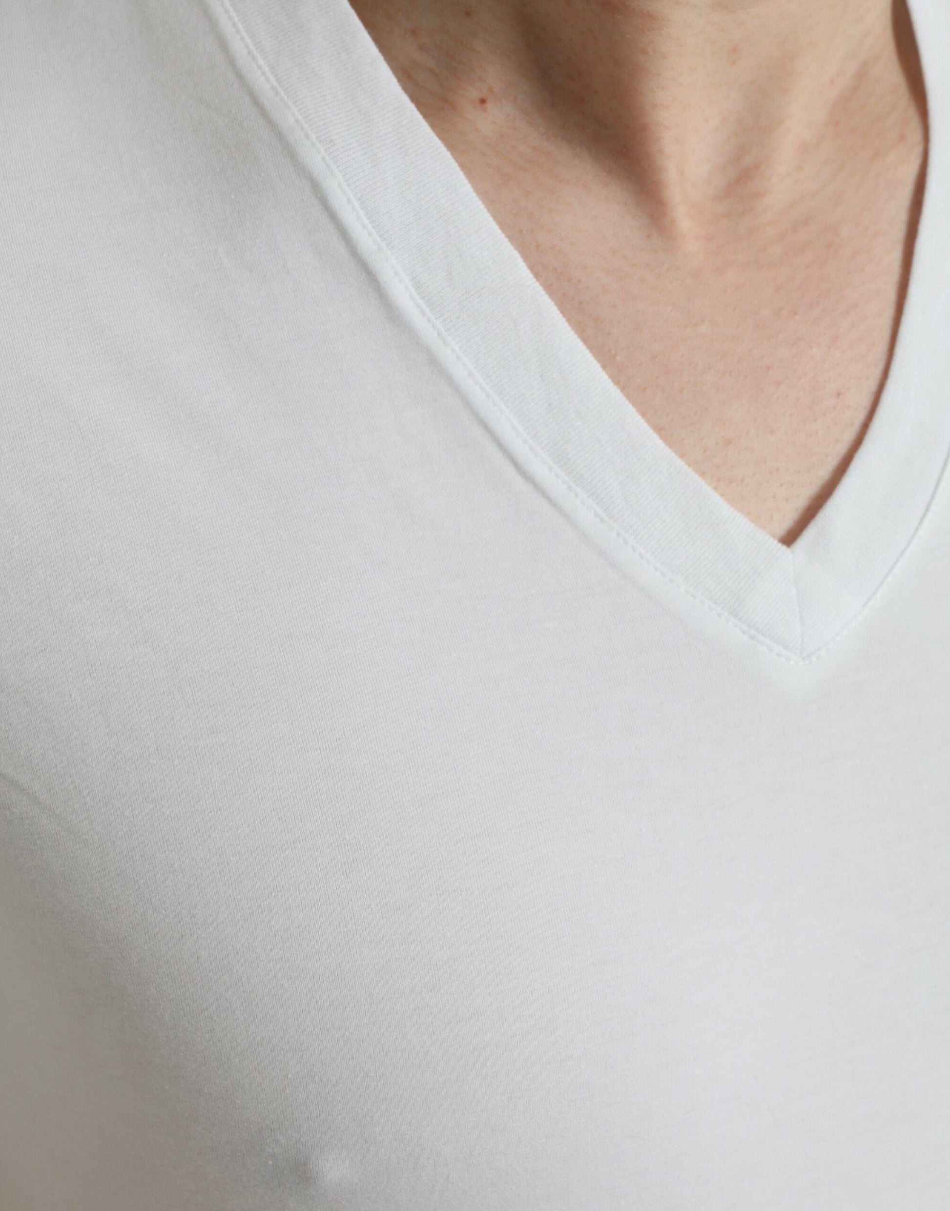 Dolce & Gabbana White Cotton V-neck Short Sleeve Underwear T-shirt | Fashionsarah.com