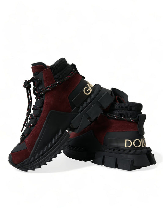 Fashionsarah.com Fashionsarah.com Dolce & Gabbana Burgundy Super King High Top Men Sneakers Shoes