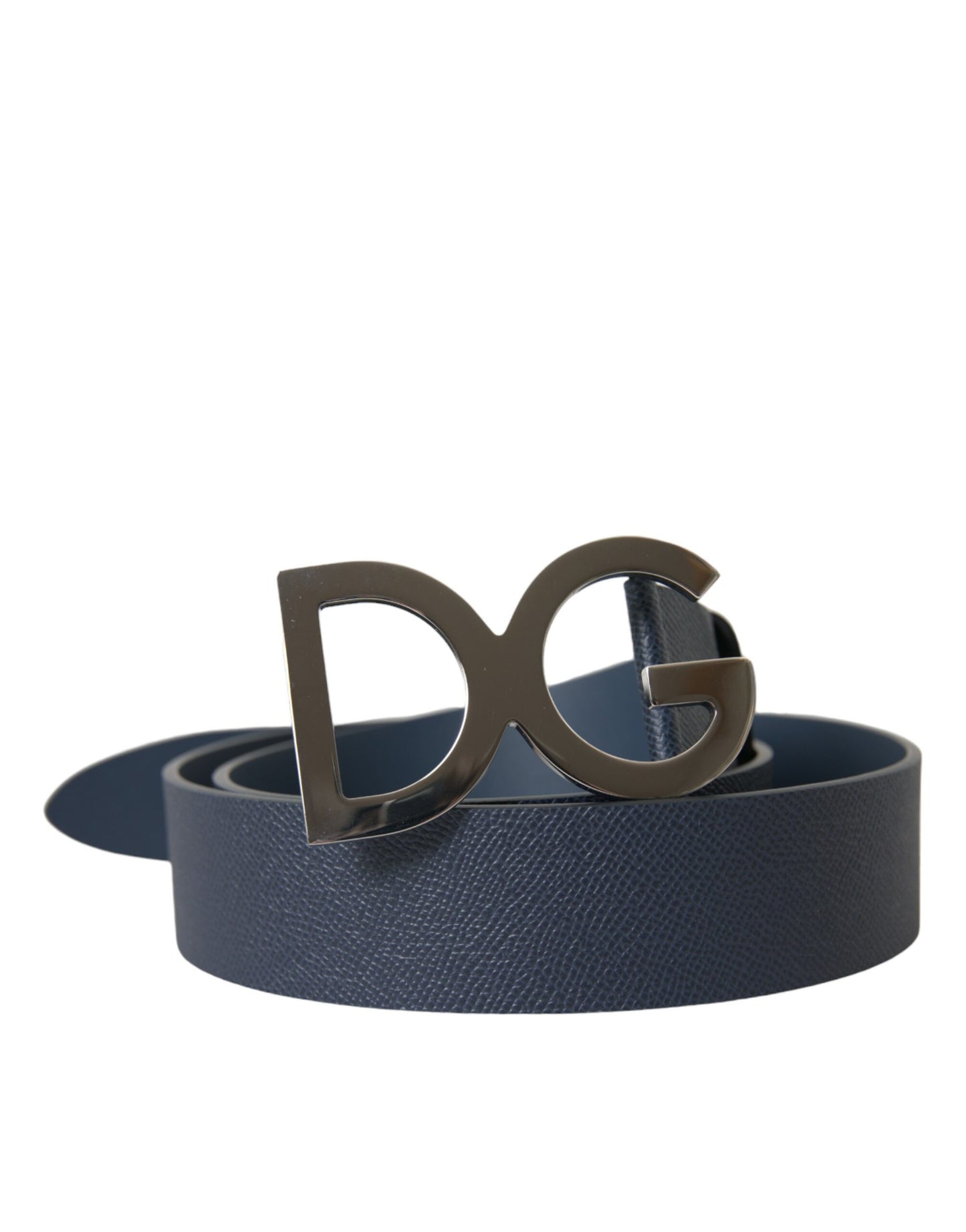 Fashionsarah.com Fashionsarah.com Dolce & Gabbana Blue Leather Silver Logo Metal Buckle Belt