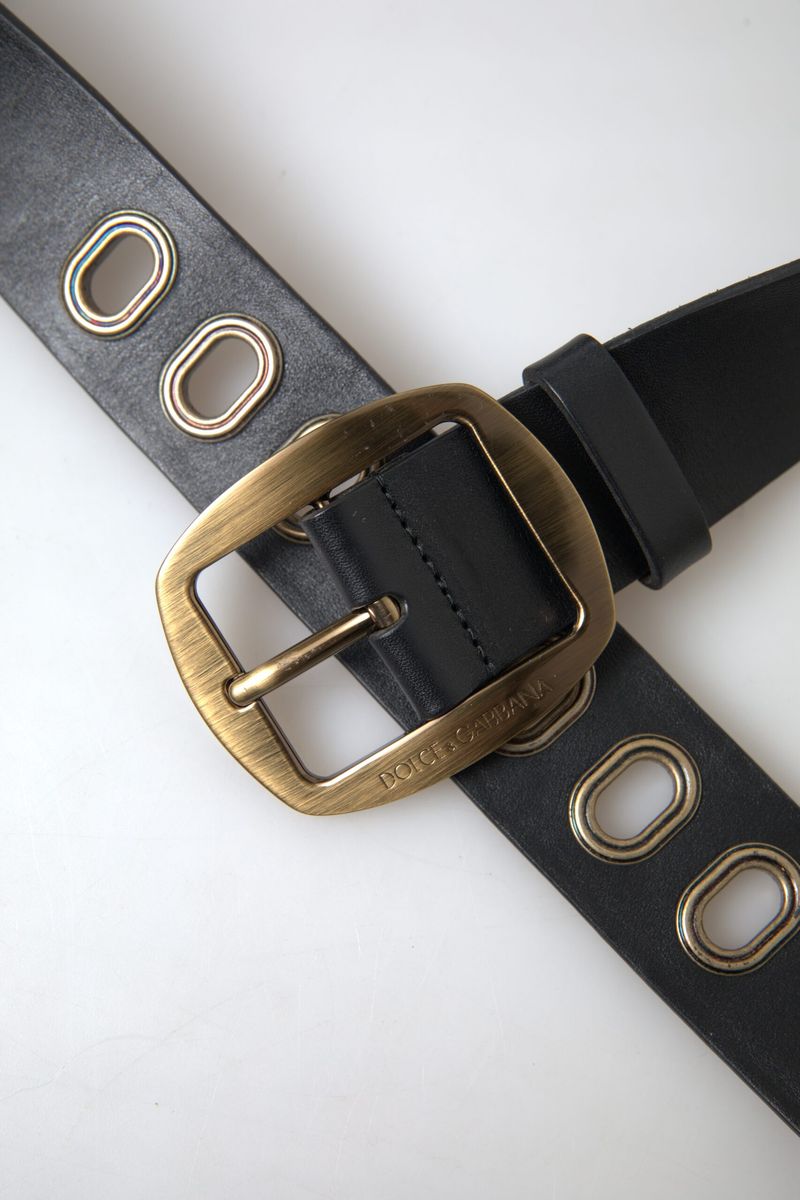 Fashionsarah.com Fashionsarah.com Dolce & Gabbana Sleek Italian Leather Belt with Metal Buckle
