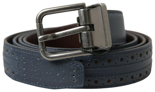 Fashionsarah.com Fashionsarah.com Dolce & Gabbana Elegant Blue Leather Belt with Metal Buckle