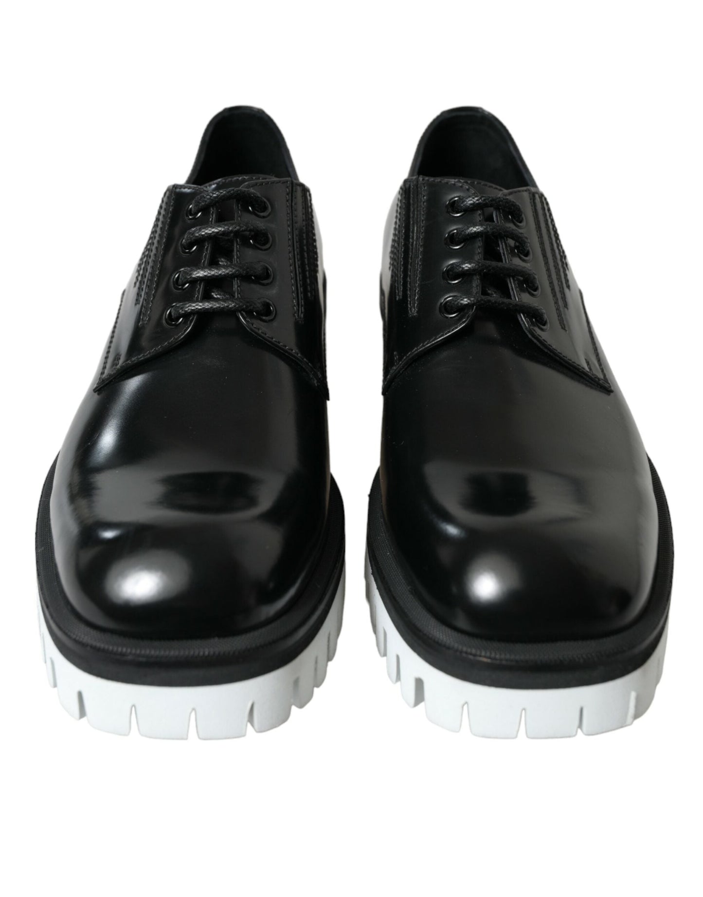 Dolce & Gabbana Black White Leather Lace Up Derby Dress Shoes | Fashionsarah.com