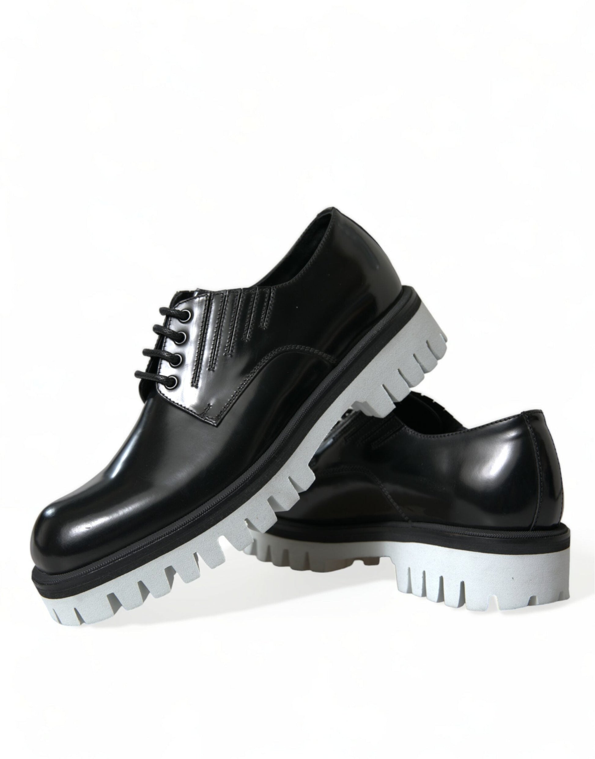 Dolce & Gabbana Black White Leather Lace Up Derby Dress Shoes | Fashionsarah.com