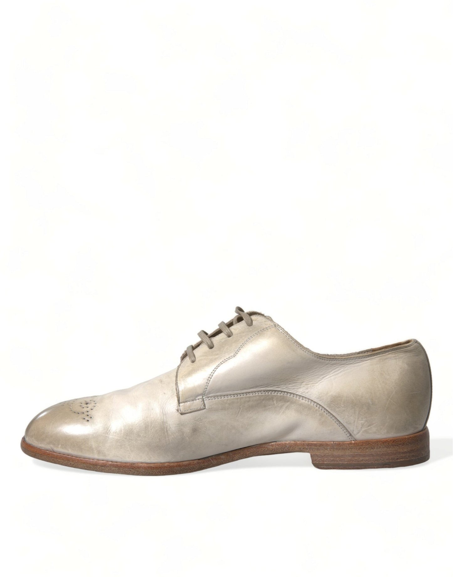 Dolce & Gabbana White Distressed Leather Derby Dress Shoes | Fashionsarah.com
