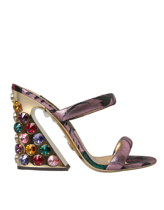 Fashionsarah.com Fashionsarah.com Dolce & Gabbana Multicolor Jacquard Crystals Sandals Shoes