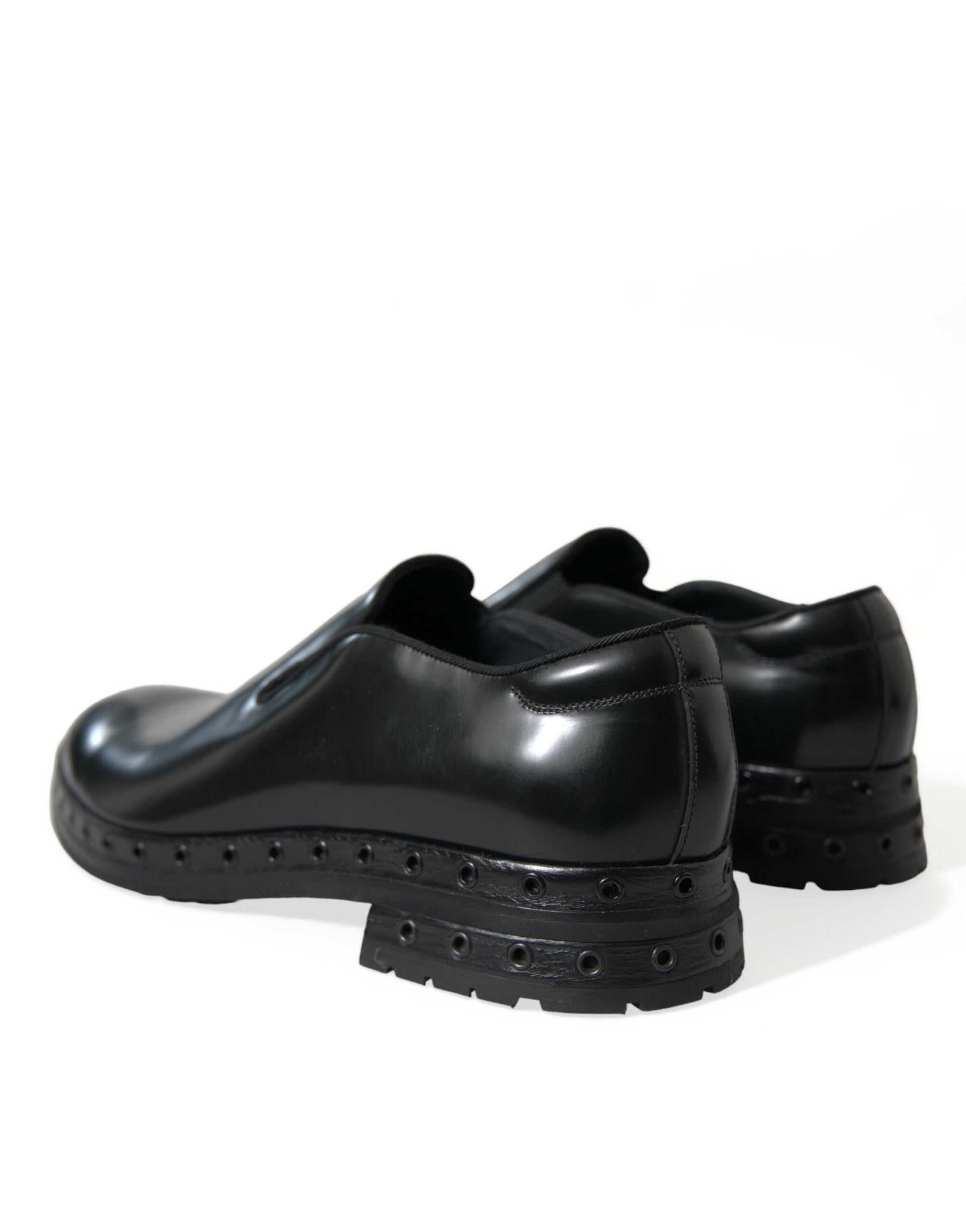 Dolce & Gabbana Black Leather Studded Loafers Dress Shoes | Fashionsarah.com