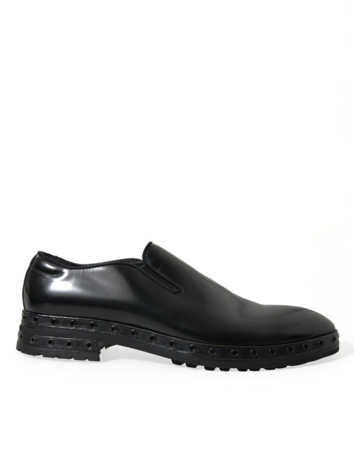 Fashionsarah.com Fashionsarah.com Dolce & Gabbana Black Leather Studded Loafers Dress Shoes
