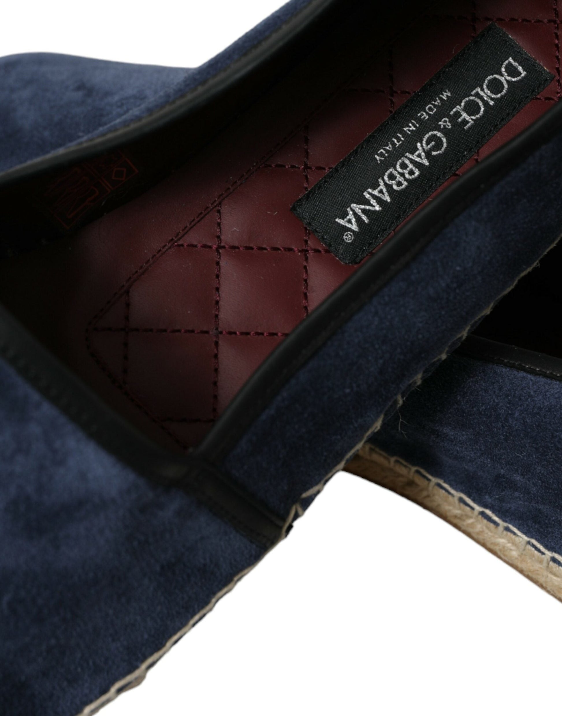 Fashionsarah.com Fashionsarah.com Dolce & Gabbana Blue Leather Suede Slip On Espadrille Shoes