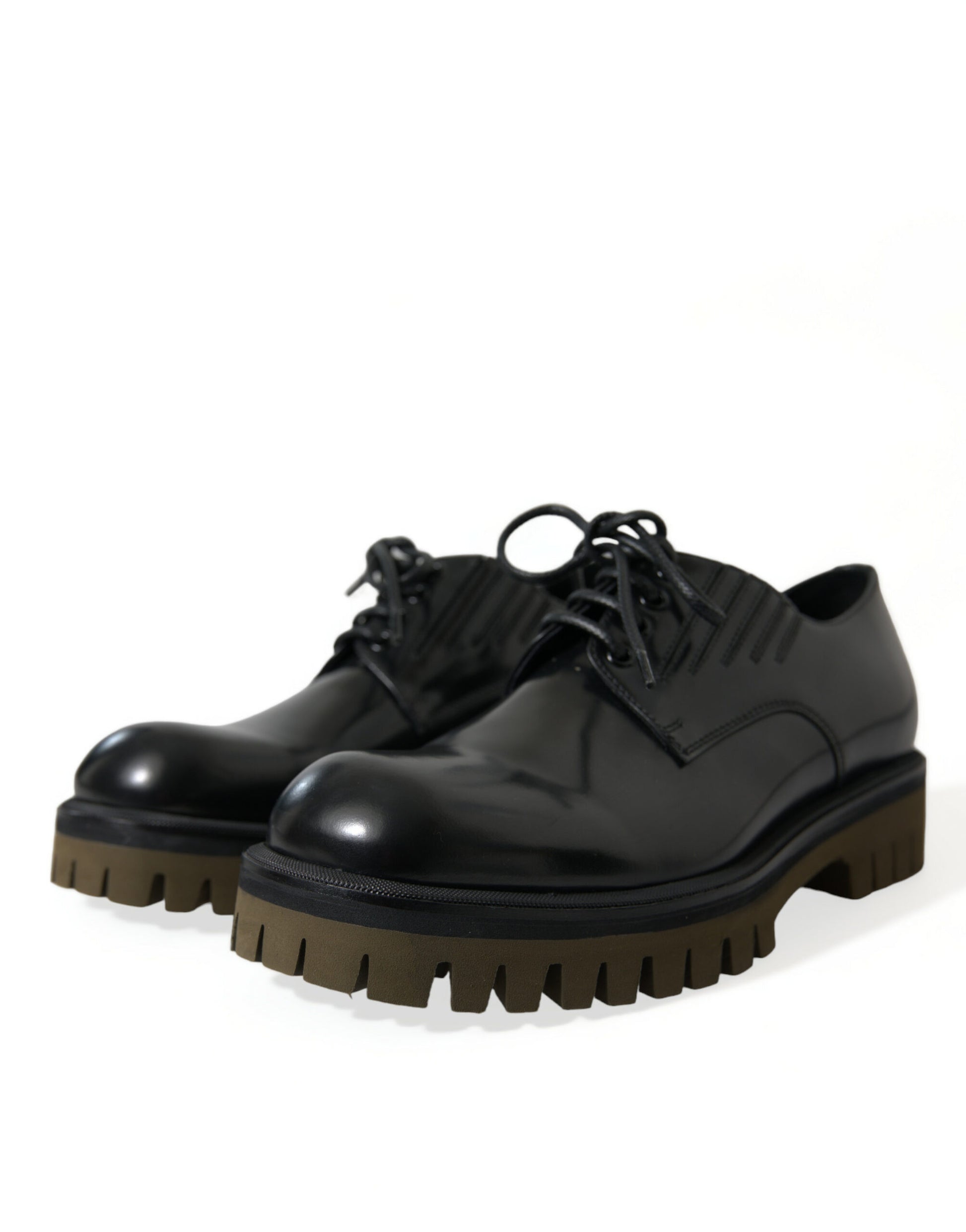 Fashionsarah.com Fashionsarah.com Dolce & Gabbana Black Leather Lace Up Men Shoes