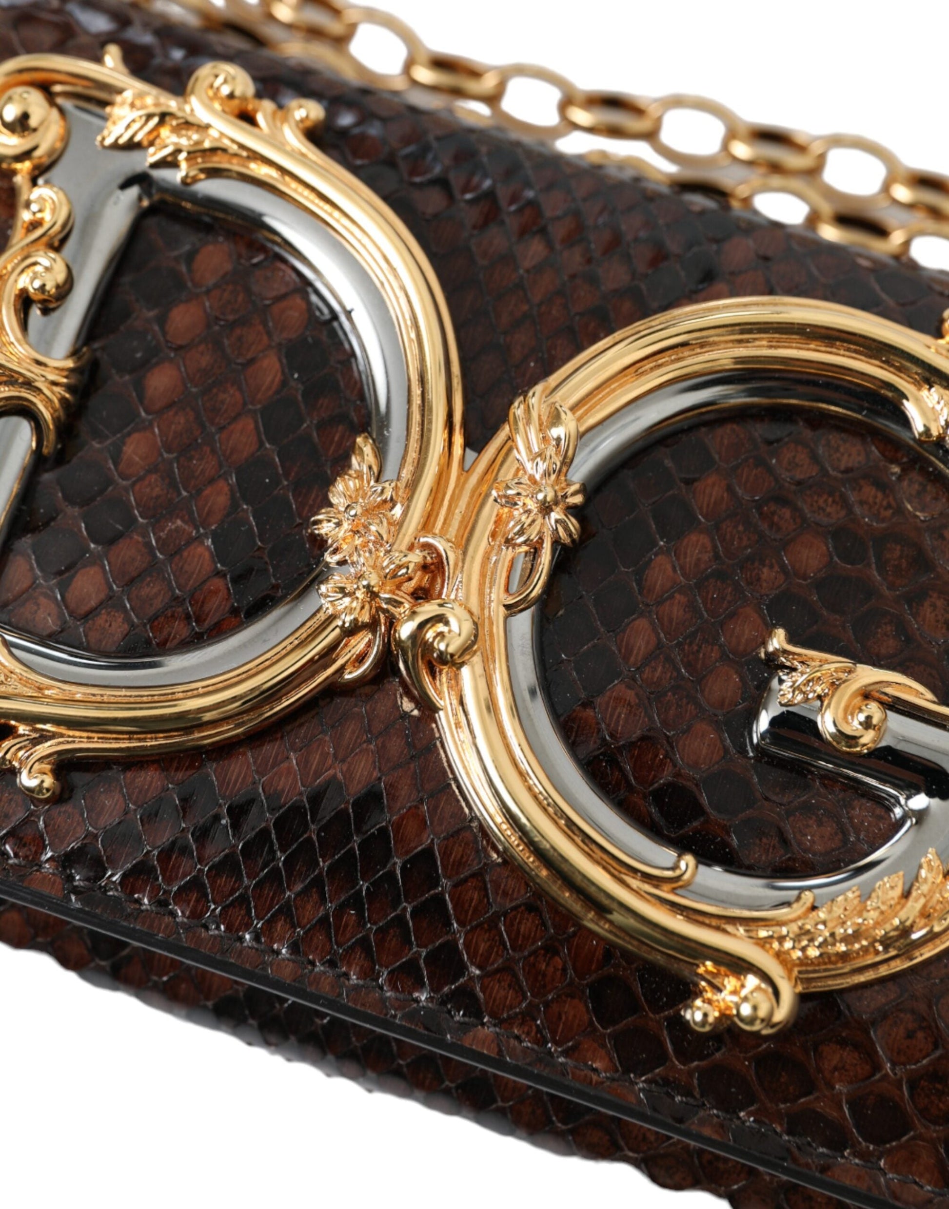 Dolce & Gabbana Brown Python Leather DG Girls Crossbody Phone Bag | Fashionsarah.com