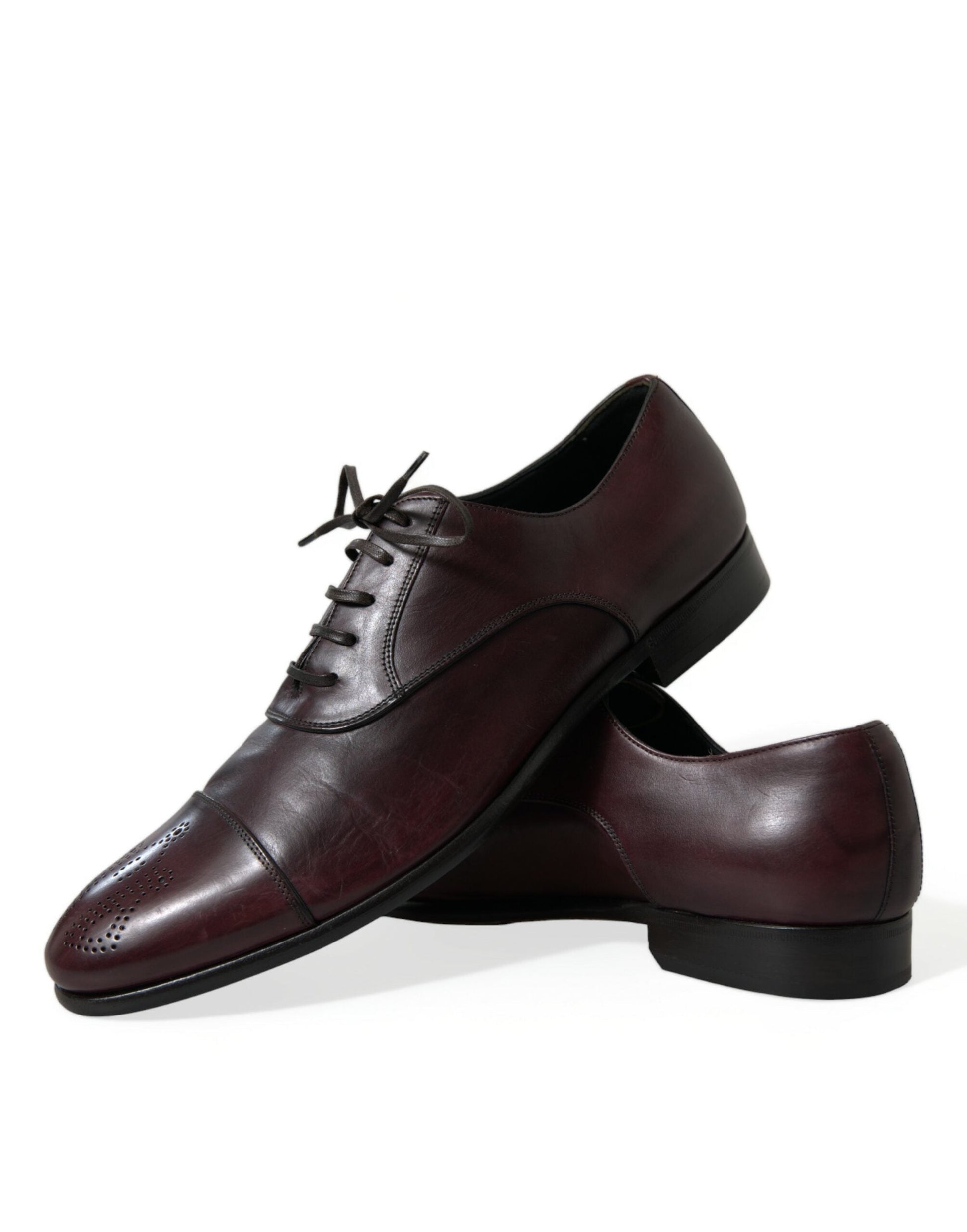 Dolce & Gabbana Bordeaux Leather Men Formal Derby Dress Shoes | Fashionsarah.com