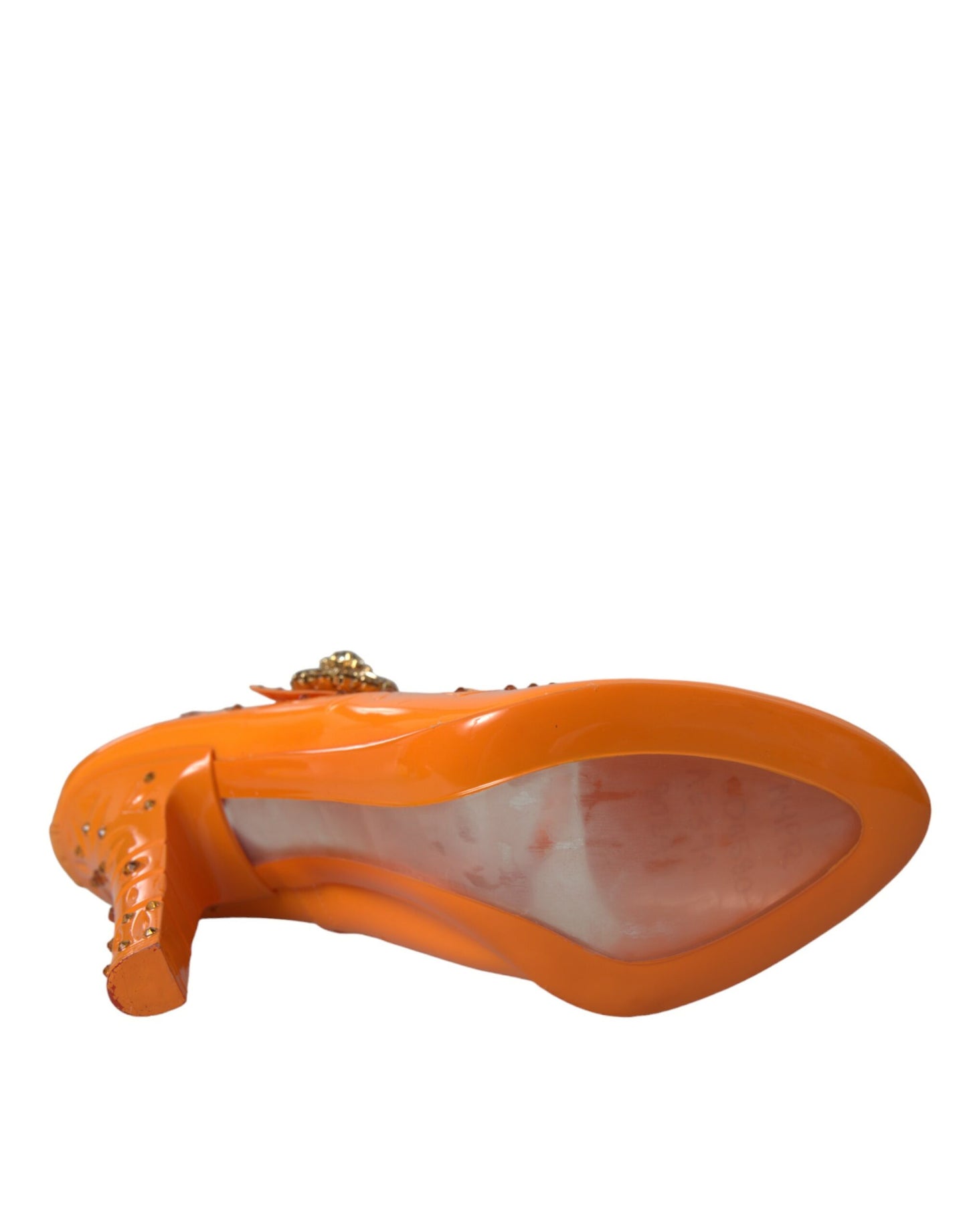 Fashionsarah.com Fashionsarah.com Dolce & Gabbana Orange CINDERELLA Floral Crystal Pumps Shoes