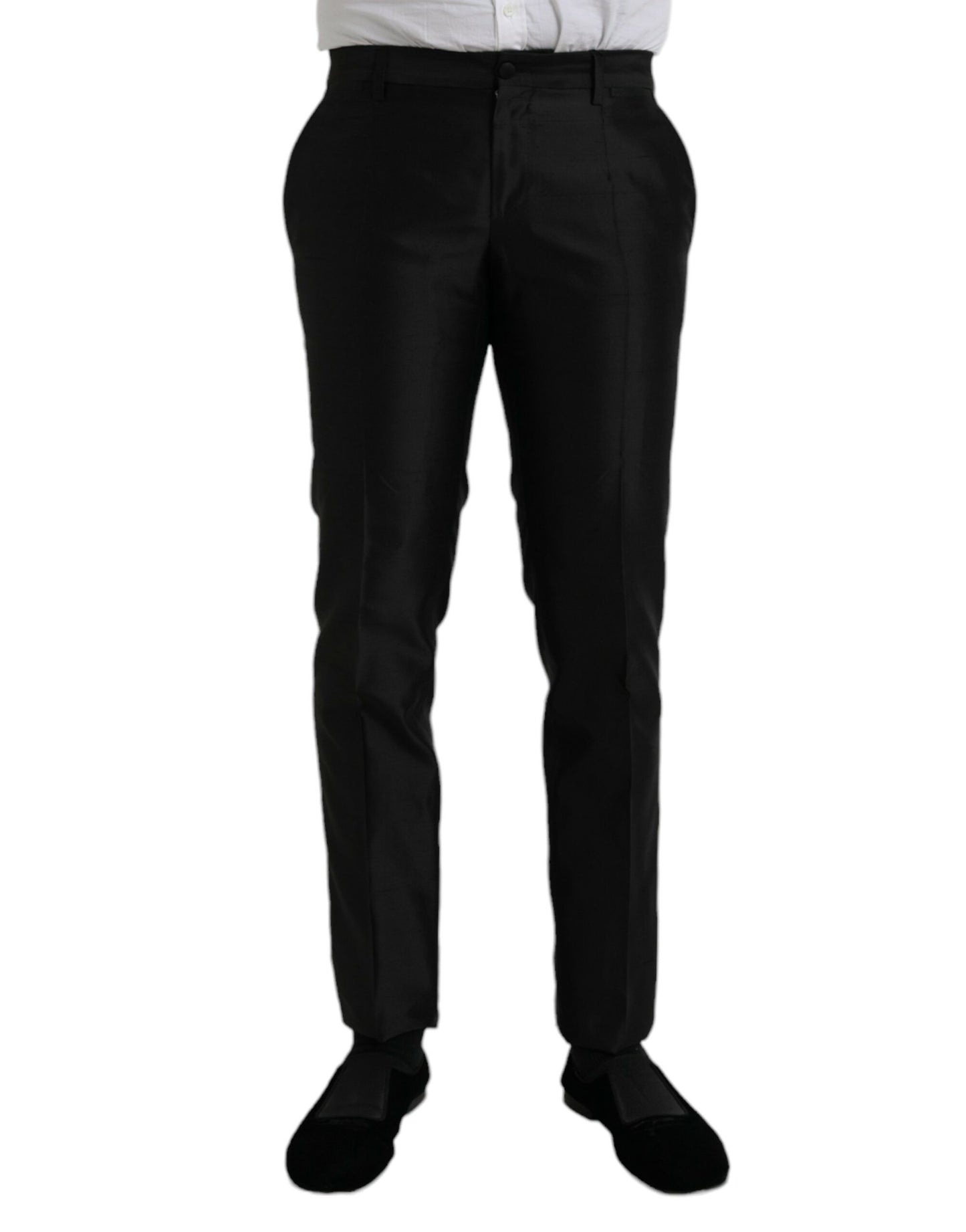 Fashionsarah.com Fashionsarah.com Dolce & Gabbana Black Silk SlimFit Dress Formal Pants