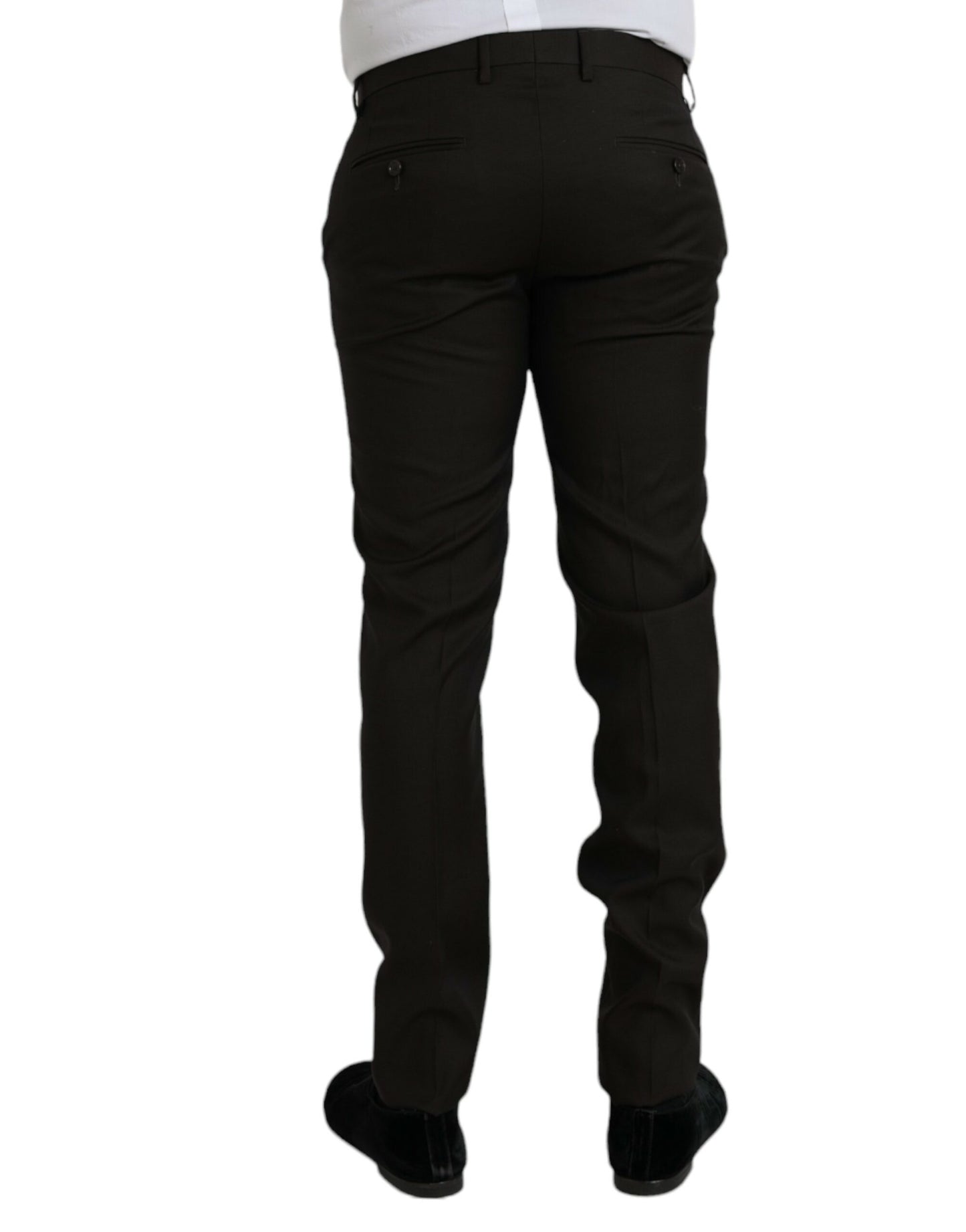 Fashionsarah.com Fashionsarah.com Dolce & Gabbana Dark Brown Wool Slim Fit Formal Pants