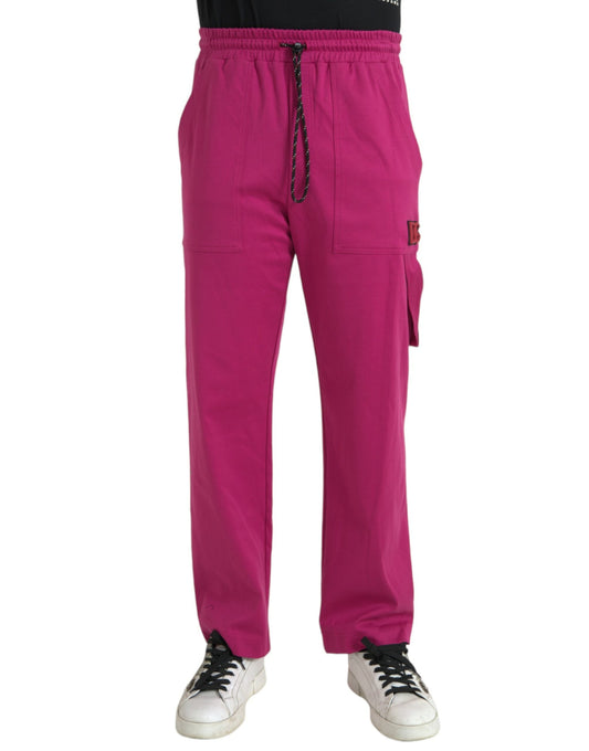 Fashionsarah.com Fashionsarah.com Dolce & Gabbana Pink Logo Cargo Cotton Jogger Sweatpants Pants