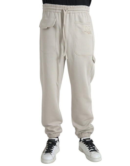 Fashionsarah.com Fashionsarah.com Dolce & Gabbana Off White Viscose Cargo Jogger Sweatpants Pants