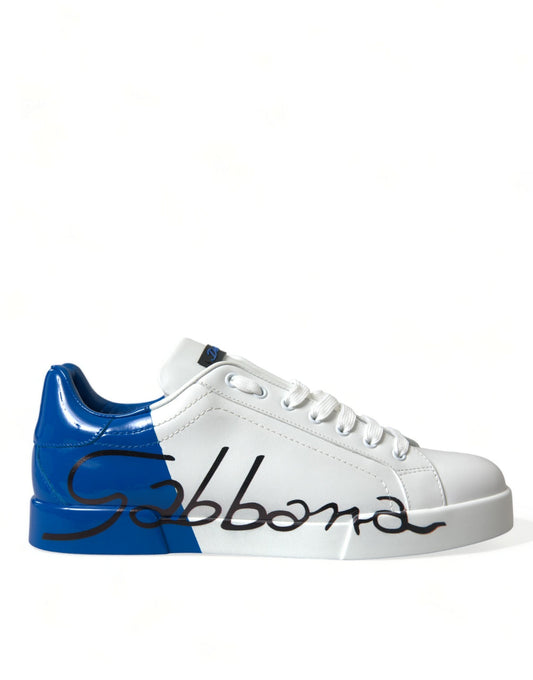 Fashionsarah.com Fashionsarah.com Dolce & Gabbana Elegant White and Blue Low-Top Sneakers