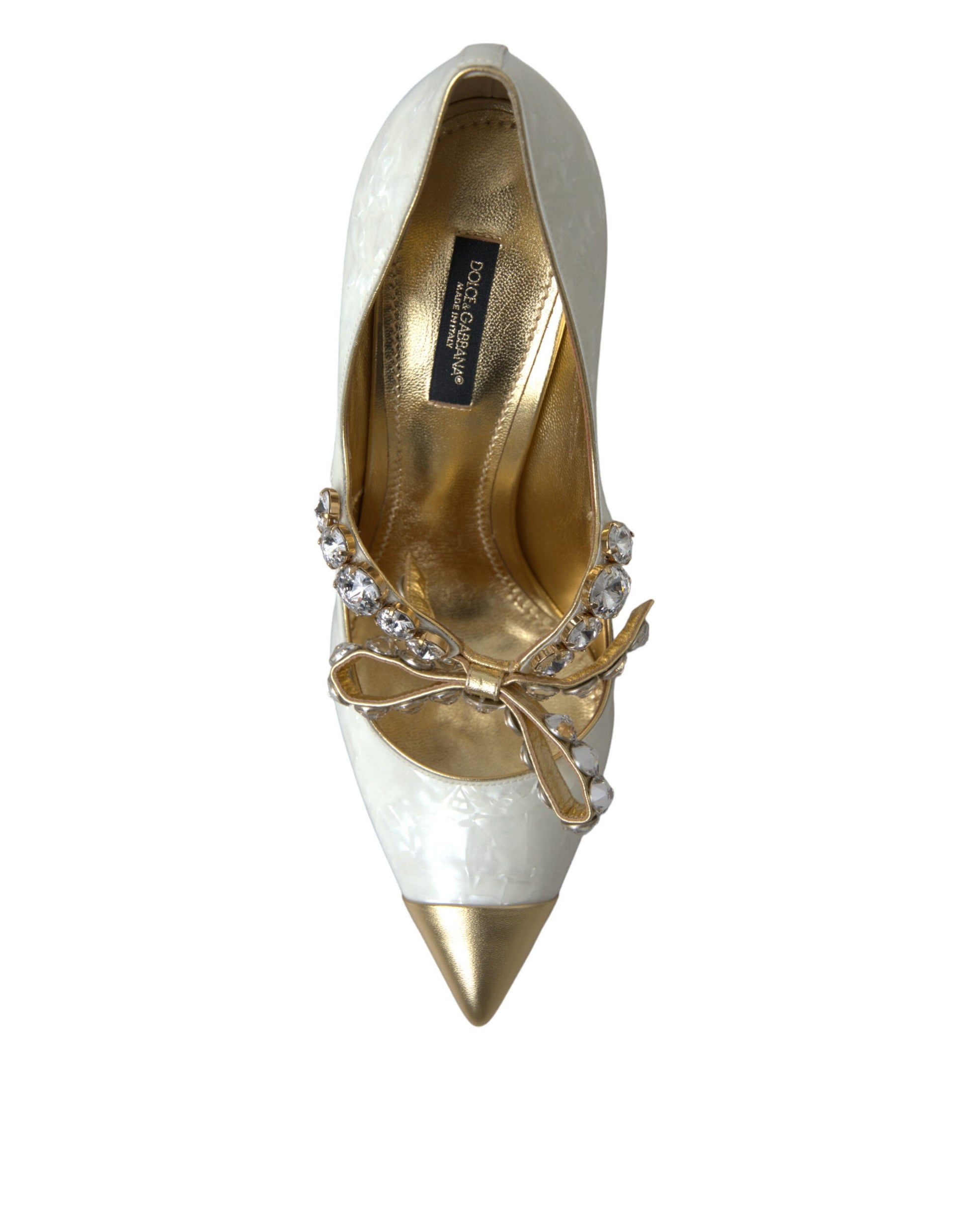 Dolce & Gabbana White Mary Jane Crystal Pearl Pumps Shoes | Fashionsarah.com
