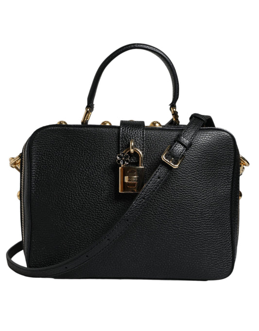 Fashionsarah.com Fashionsarah.com Dolce & Gabbana Black Calfskin Leather Welcome Handbag Bag