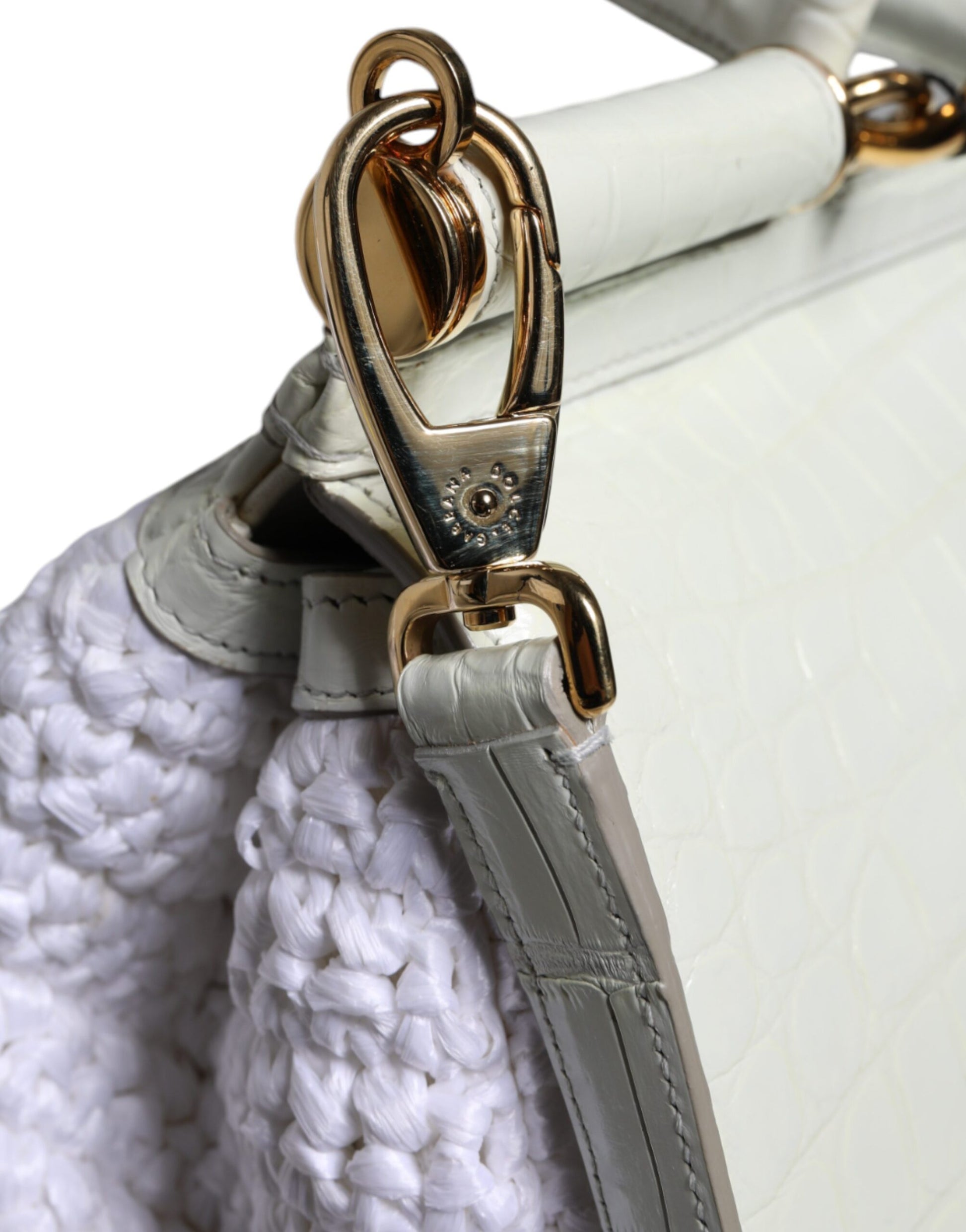 Fashionsarah.com Fashionsarah.com Dolce & Gabbana White Rafia Leather SICILY Crossbody Bag