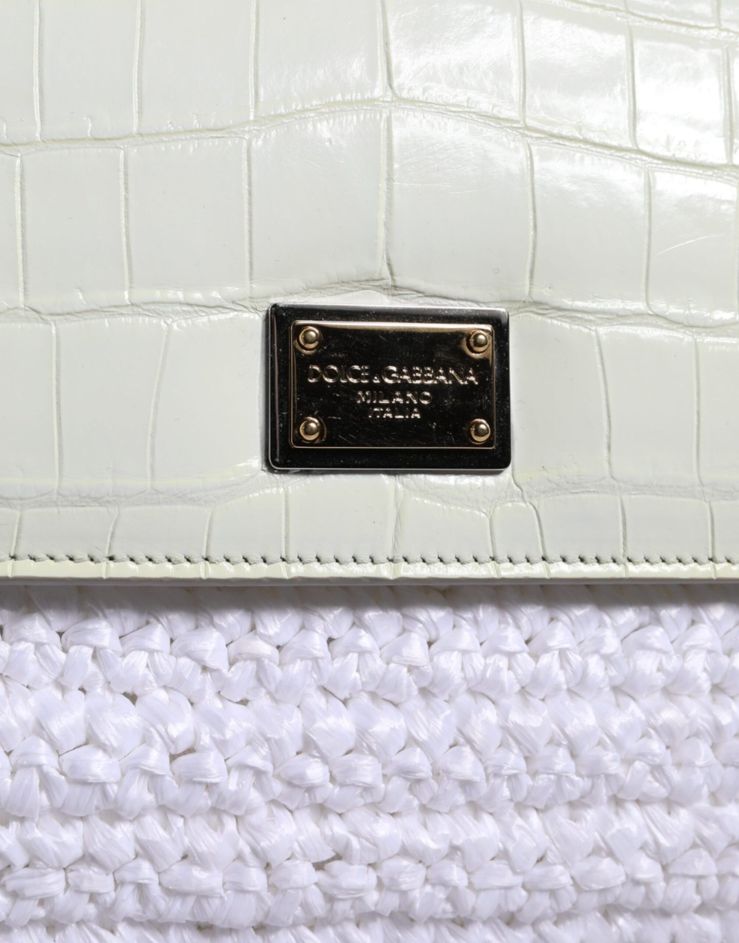 Fashionsarah.com Fashionsarah.com Dolce & Gabbana White Rafia Leather SICILY Crossbody Bag