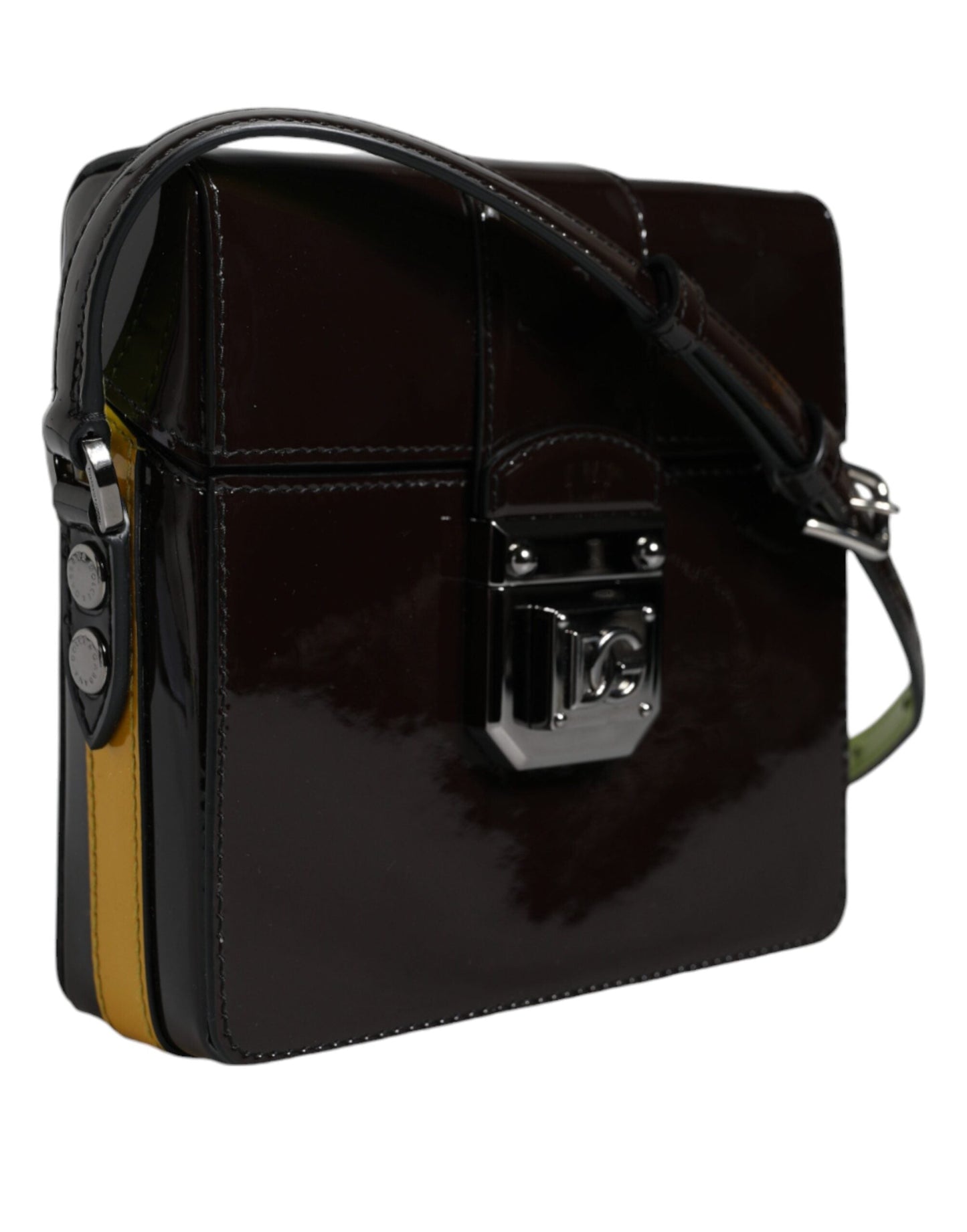 Dolce & Gabbana Black Glossy Leather Crossbody Shoulder Bag | Fashionsarah.com