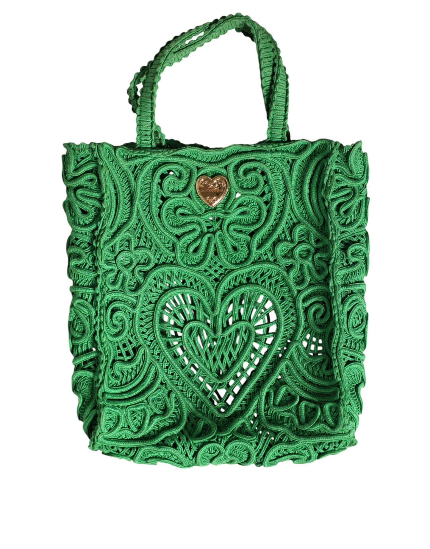 Fashionsarah.com Fashionsarah.com Dolce & Gabbana Green Small Cordonetto Lace Beatrice Tote Bag