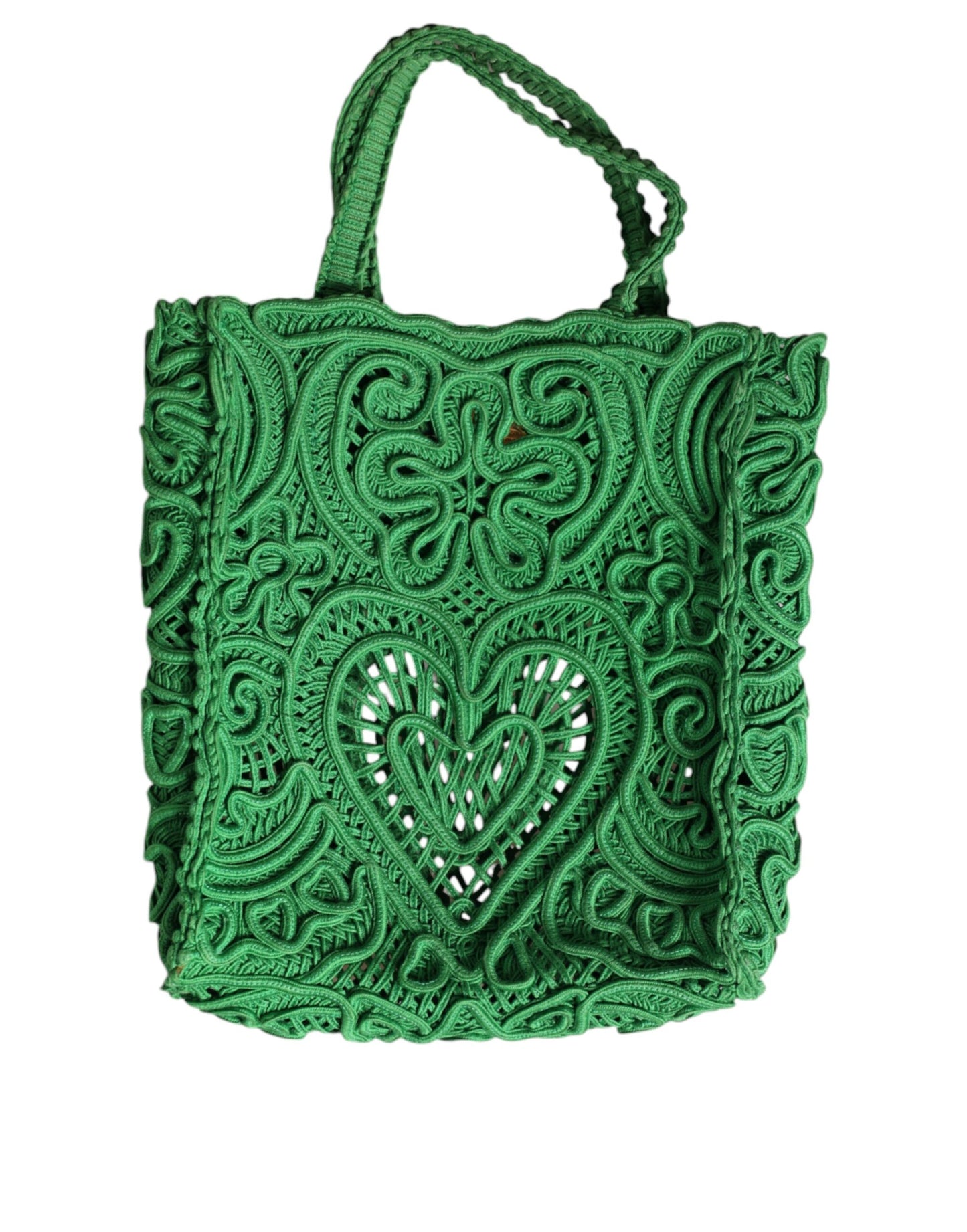 Fashionsarah.com Fashionsarah.com Dolce & Gabbana Green Small Cordonetto Lace Beatrice Tote Bag