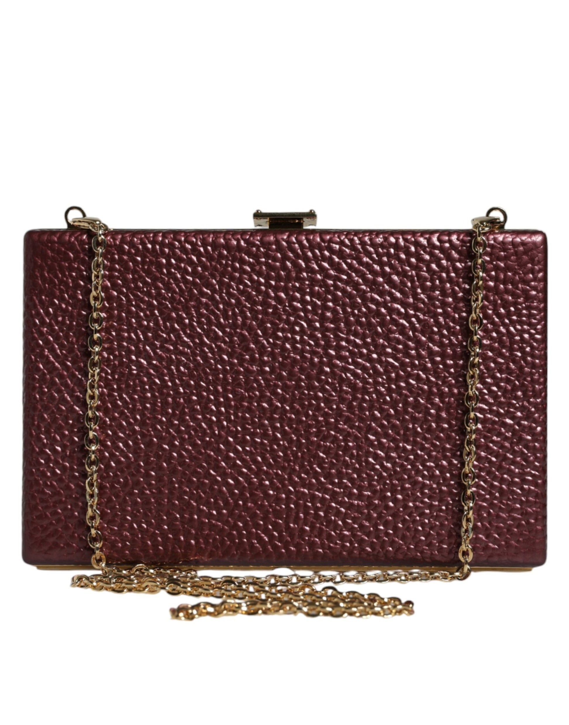 Dolce & Gabbana Maroon Leather Clutch Evening Crossbody Bag | Fashionsarah.com