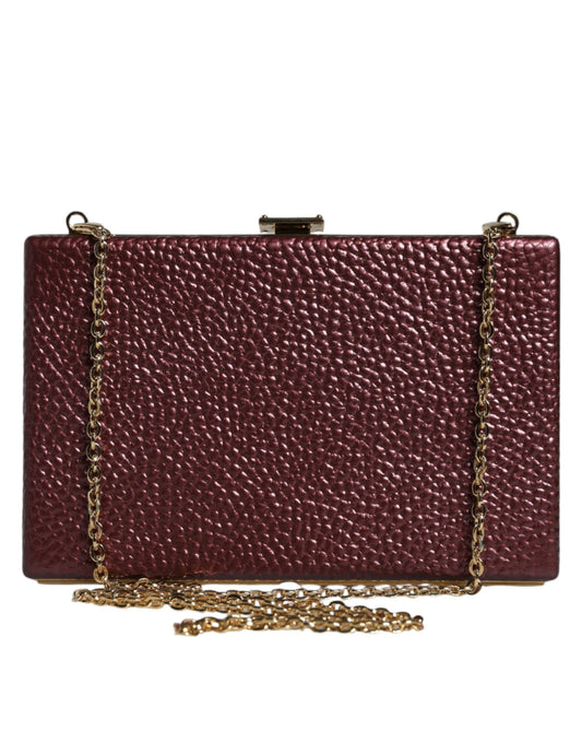 Fashionsarah.com Fashionsarah.com Dolce & Gabbana Maroon Leather Clutch Evening Crossbody Bag