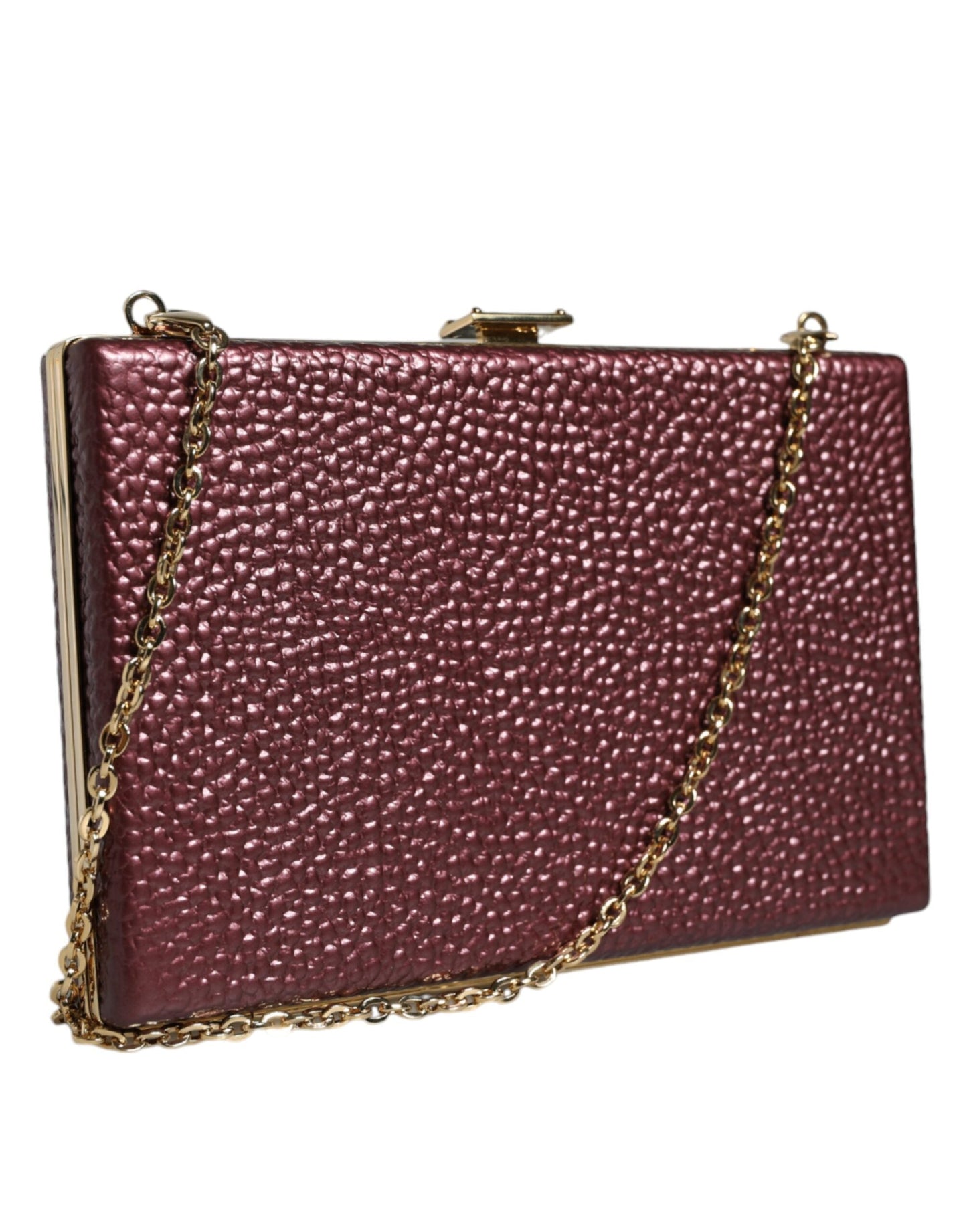 Dolce & Gabbana Maroon Leather Clutch Evening Crossbody Bag | Fashionsarah.com