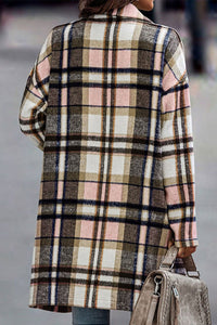 Pink Plaid Button Up Lapel Jacket | Fashionsarah.com