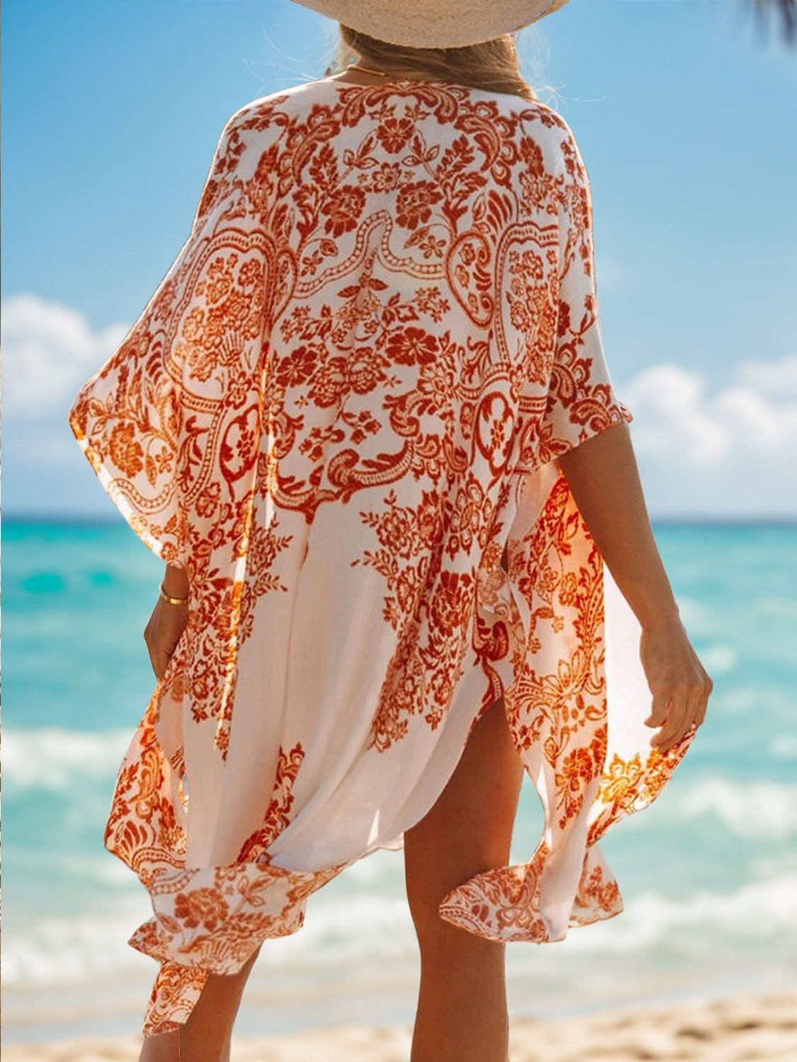 Printed Open Front Cover-Up | Fashionsarah.com