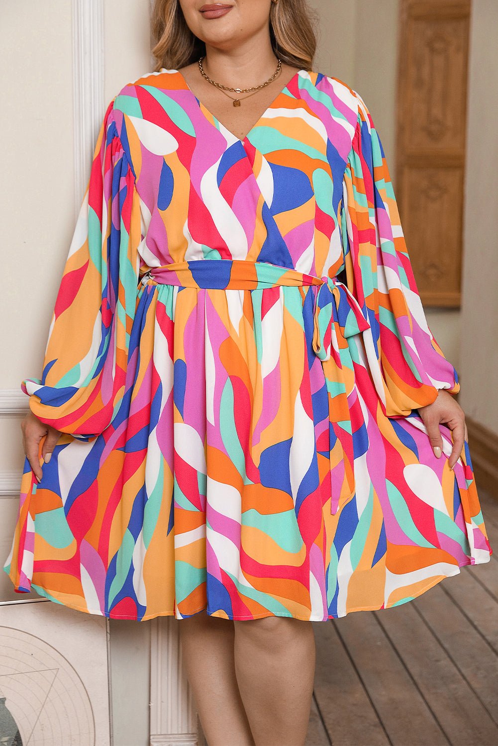 Belted Puff Sleeve Mini Dress | Fashionsarah.com
