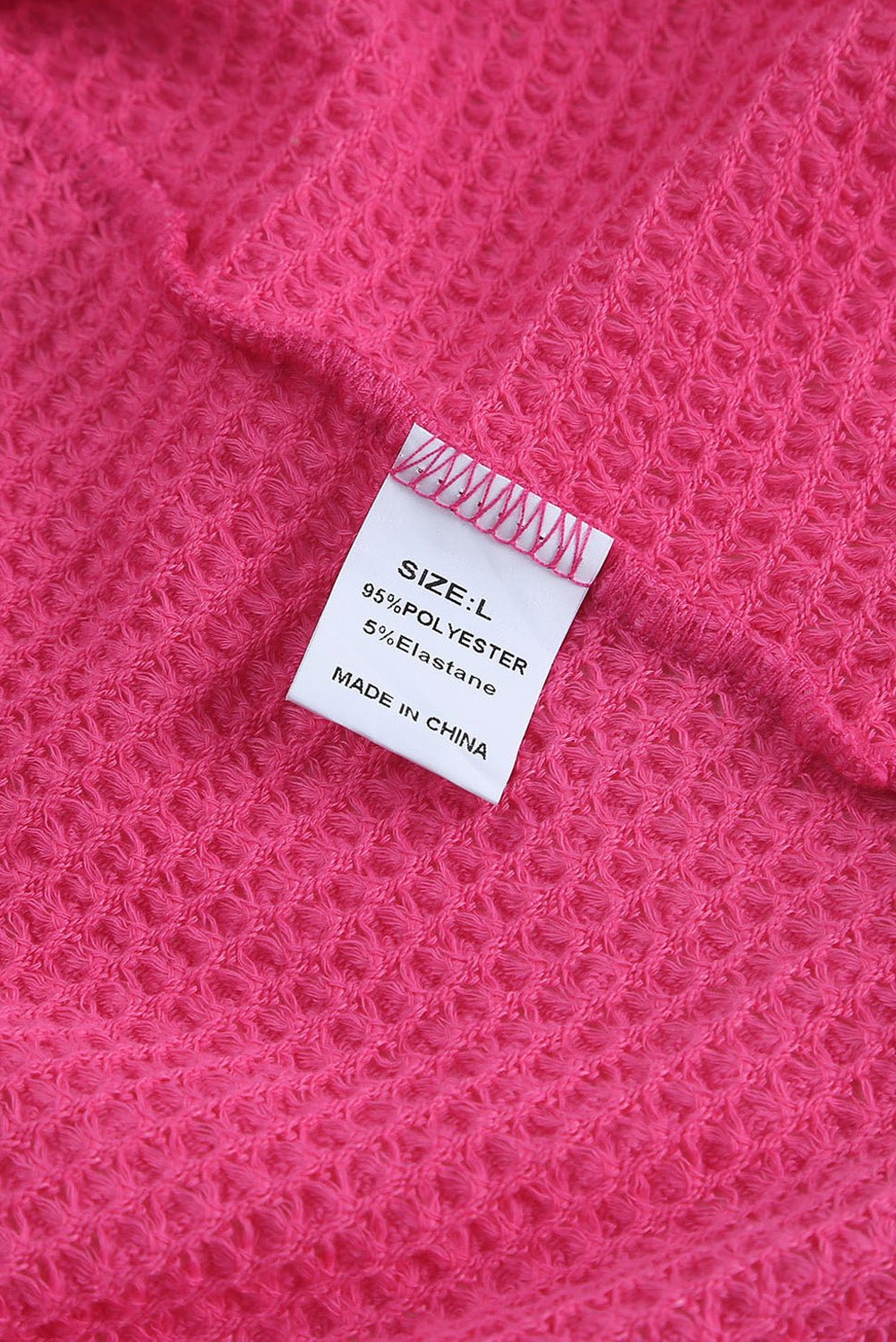 Fashionsarah.com Fashionsarah.com Pink Waffle Knit Button Up Casual Shirt