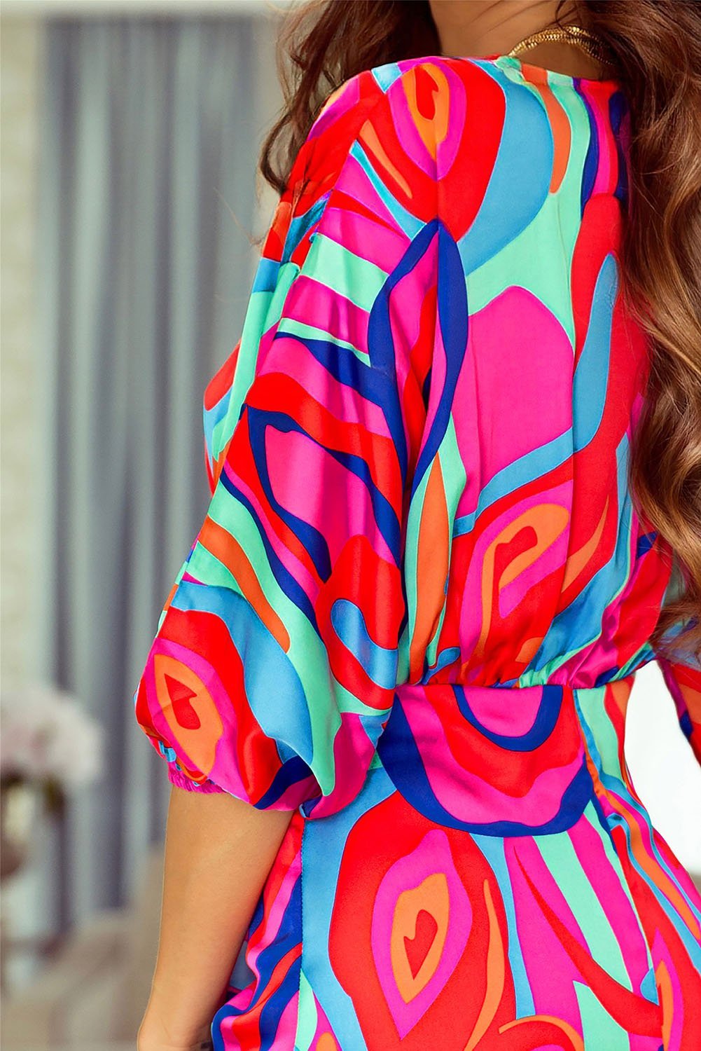 V Neck Dolman Sleeve Ruffle Dress | Fashionsarah.com