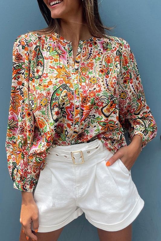 Women Multicolour Floral Puff Sleeve Shirt | Fashionsarah.com