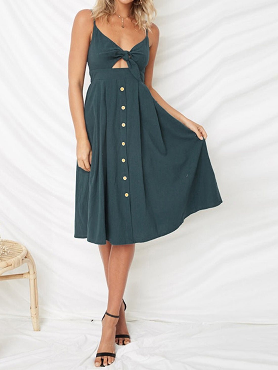 Cutout Smocked Sweetheart Neck Cami Dress | Fashionsarah.com