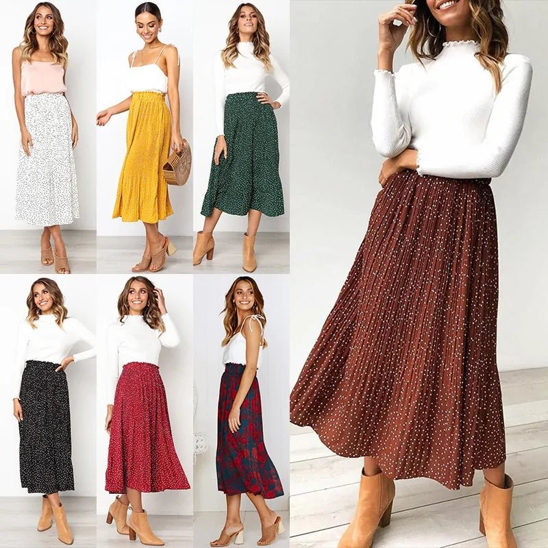 Women's Elastic High Waist Pleated Midi Skirt | Fashionsarah.com